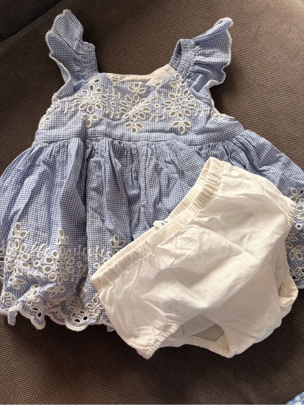 GAP Light Blue Gingham Eyelet Dress
